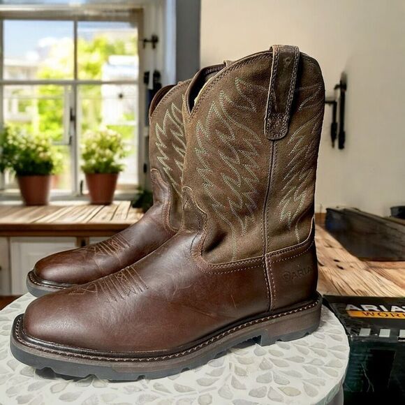 Ariat Men's Groundbreaker Wide Square Toe Regular Work Boots Brown Size 10.5 D - Picture 4 of 16